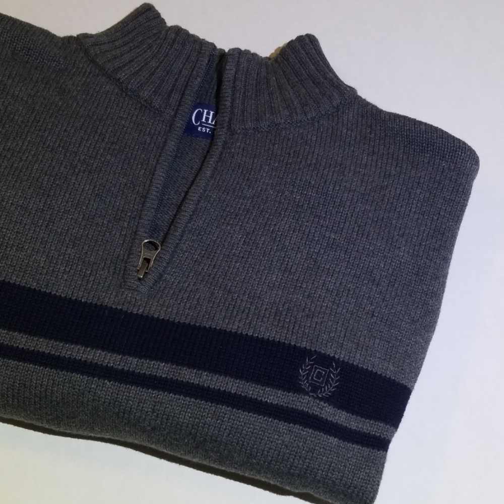 Chaps Charcoal Half Zip Mock Neck Pullover